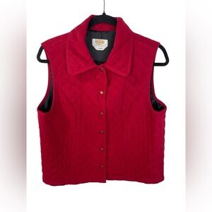 Talbots Vintage Quilted Sleeveless Red Vest Medium Petite Women’s EUC